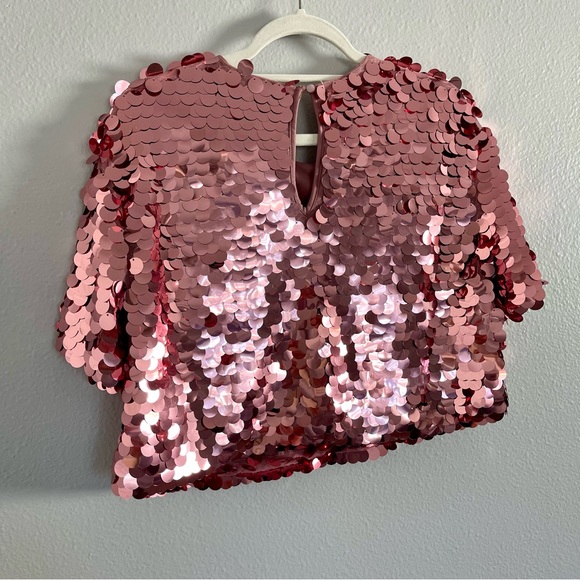 A New Day Pink Sequin Crop Top - Picture 3 of 7